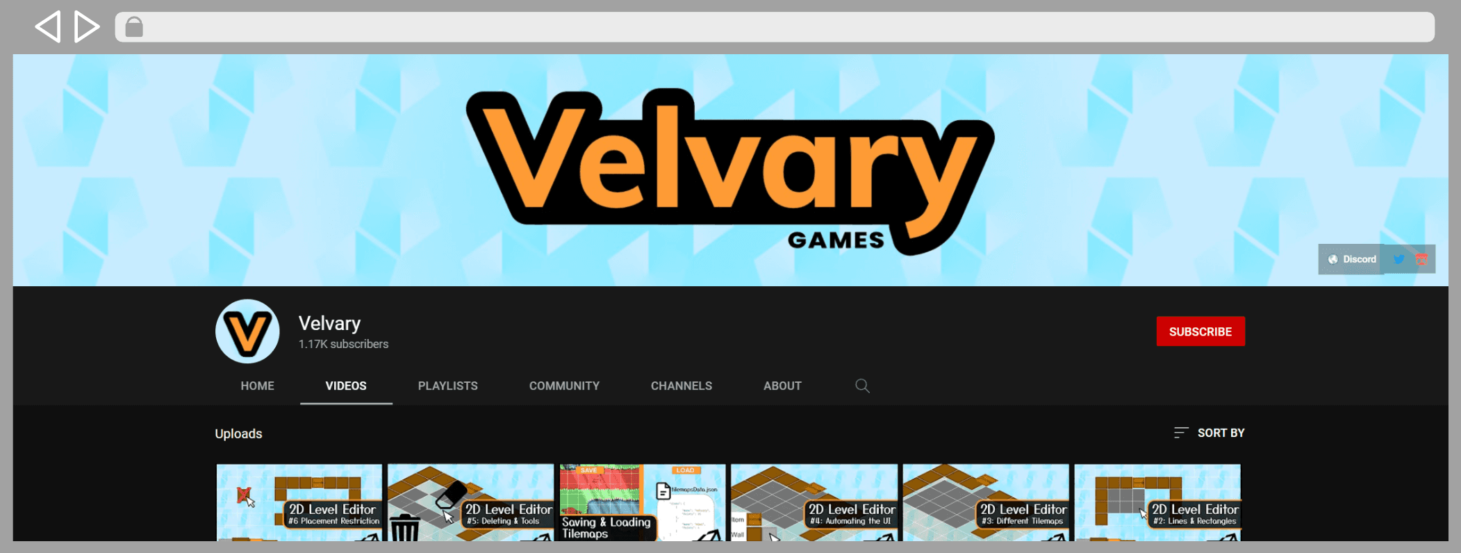 Screenshot of Velvarys Youtube Channel in a browser-like design with a link as url